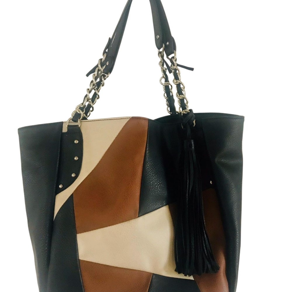 Carlos By Carlos Santana Stylish Black and Brown Women's Tote Bag